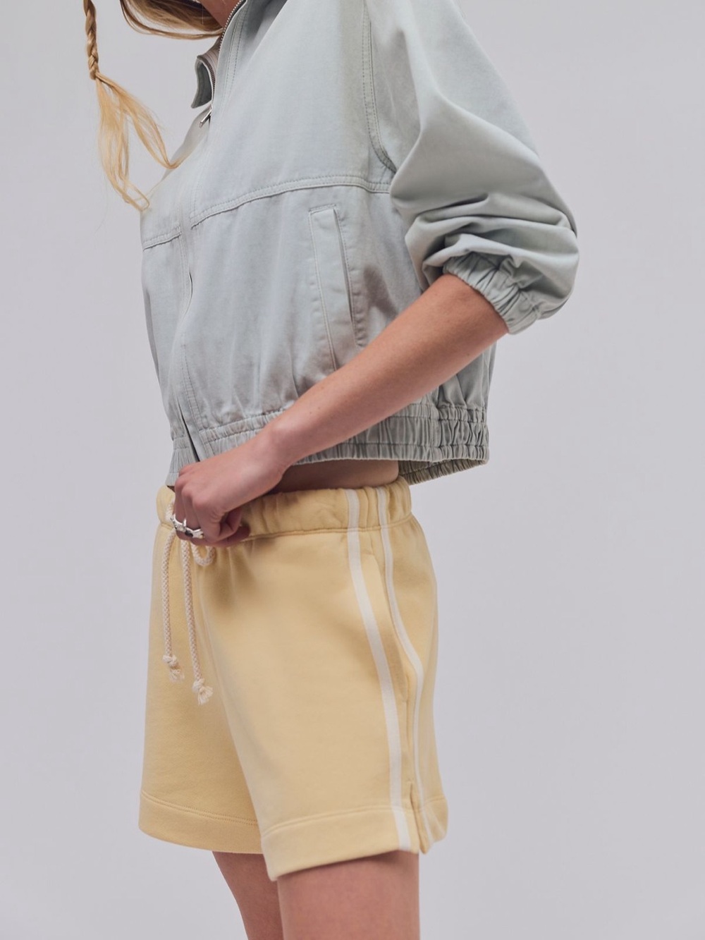 DONNI. Stripe Eco-Terry Shorts Butter Yellow